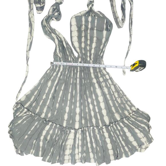 Y2k Boho Tie-Dye Mini Dress Deep V Adjustable Wrap Straps Size Small - Picture 5 of 8